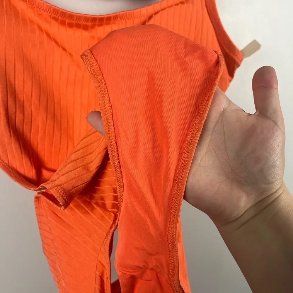 New aerie orange open back full coverage one piece swimsuit size xxl